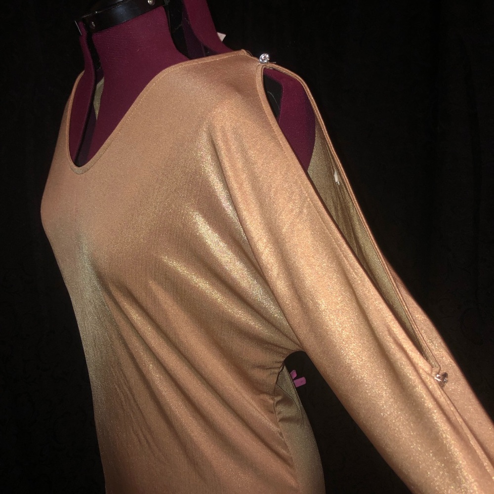 Silver open shoulder top